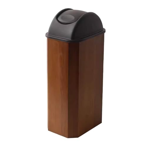 JingNian Holz-MüLleimer füR Zuhause, Gewerbe, Luxus-Papierkorb, Schmaler Rechteckiger MüLleimer mit Deckel füR Badezimmer, KüChe, Home Office(Walnut,48L) von JingNian