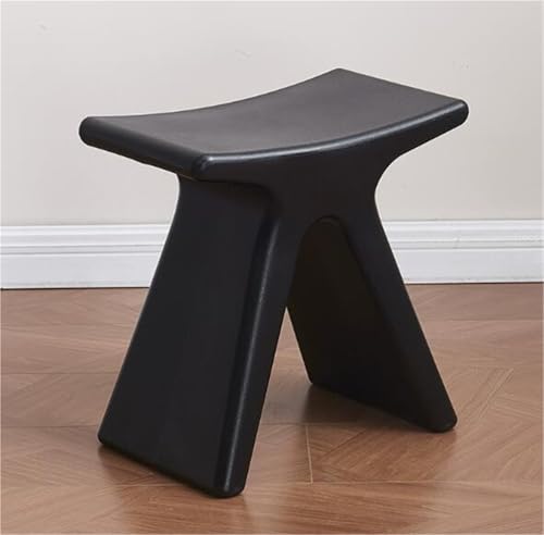 JingNian Kunststoffhocker Klein, Moderner Sitzhocker für Wohnzimmer, Schlafzimmer, Esszimmer oder Flur, Schuhbank und Fußhocker, Vielseitiger Kompakter Hocker(Black) von JingNian