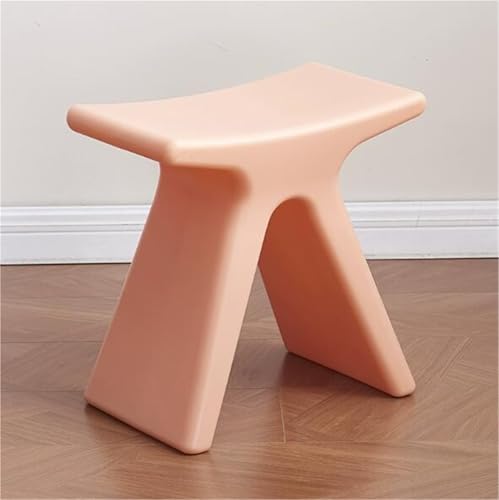 JingNian Kunststoffhocker Klein, Moderner Sitzhocker für Wohnzimmer, Schlafzimmer, Esszimmer oder Flur, Schuhbank und Fußhocker, Vielseitiger Kompakter Hocker(Pink) von JingNian