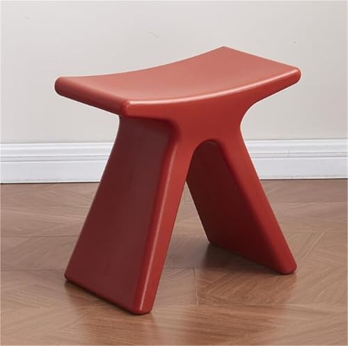 JingNian Kunststoffhocker Klein, Moderner Sitzhocker für Wohnzimmer, Schlafzimmer, Esszimmer oder Flur, Schuhbank und Fußhocker, Vielseitiger Kompakter Hocker(Red) von JingNian