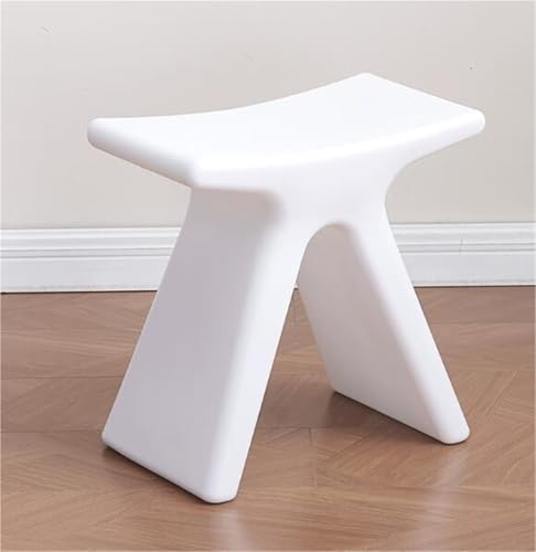 JingNian Kunststoffhocker Klein, Moderner Sitzhocker für Wohnzimmer, Schlafzimmer, Esszimmer oder Flur, Schuhbank und Fußhocker, Vielseitiger Kompakter Hocker(White) von JingNian