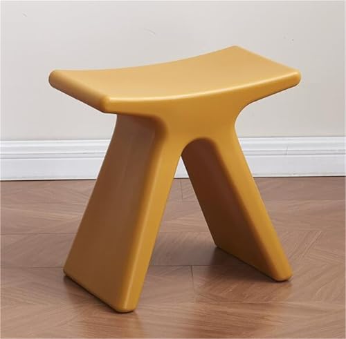 JingNian Kunststoffhocker Klein, Moderner Sitzhocker für Wohnzimmer, Schlafzimmer, Esszimmer oder Flur, Schuhbank und Fußhocker, Vielseitiger Kompakter Hocker(Yellow) von JingNian