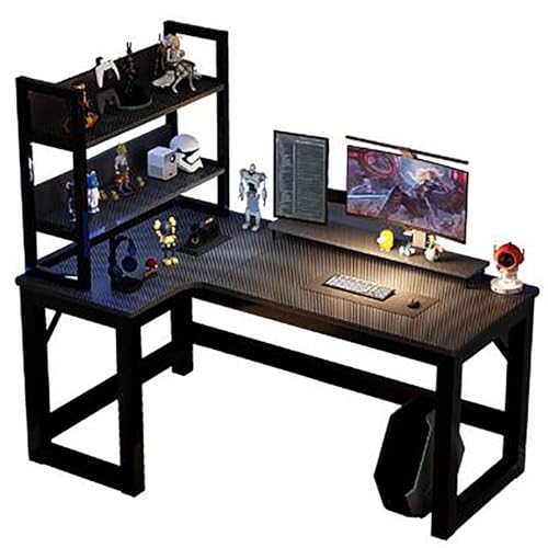 JingNian L-förmiger PC-Schreibtisch mit Ablage Leicht Montierbarer Gaming-Schreibtisch für Zuhause, Büro oder Wohnzimmer, Gaming Eckschreibtisch in L-Form(B,120x80cm) von JingNian