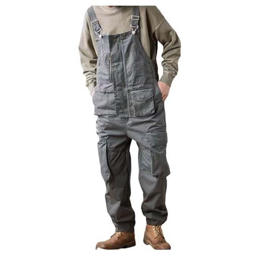 JingNian Latzhose mit üBergroßEn Taschen, Herren-Latzhose, Herren-Canvas-Overall mit Pattentaschen, Latzhose-Arbeitskleidung füR Arbeit Und Stil(Size:14(3XL),Color:b) von JingNian