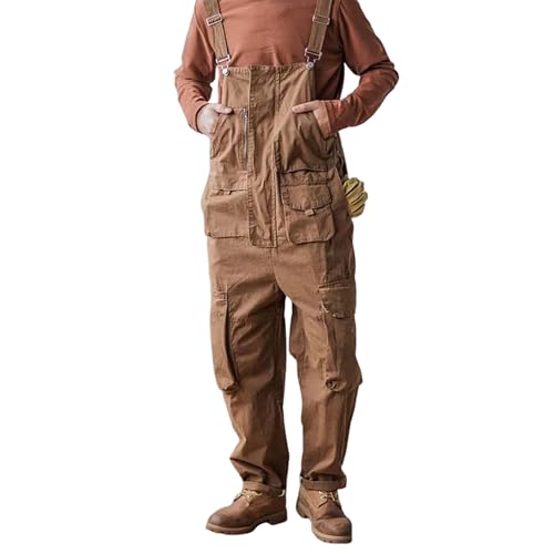 JingNian Latzhose mit üBergroßEn Taschen, Herren-Latzhose, Herren-Canvas-Overall mit Pattentaschen, Latzhose-Arbeitskleidung füR Arbeit Und Stil(Size:16(4XL),Color:c) von JingNian