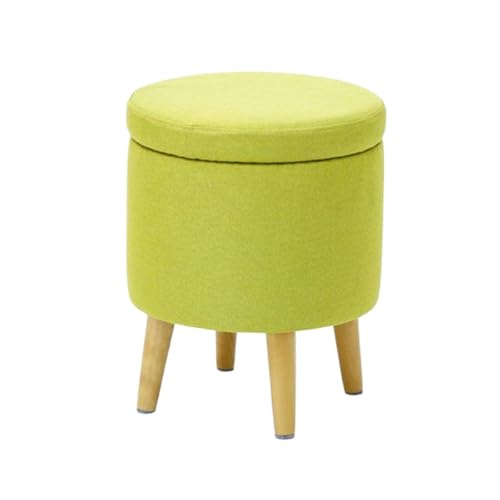 JingNian Leinenstoff-Pouf mit Holzbeinen, Fußhocker und Schuhwechselhocker für Wohnzimmer und Schlafzimmer(C) von JingNian