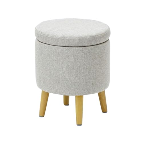 JingNian Leinenstoff-Pouf mit Holzbeinen, Fußhocker und Schuhwechselhocker für Wohnzimmer und Schlafzimmer(D) von JingNian