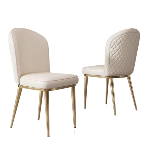 JingNian Mid-Century Modern Küchen- und Esszimmerstuhl mit Goldfarbenen Metallbeinen, gepolsterter Leder-Akzentstuhl, Komfortabler Bauernhausstil für Wohnzimmer und Esszimmer(A) von JingNian