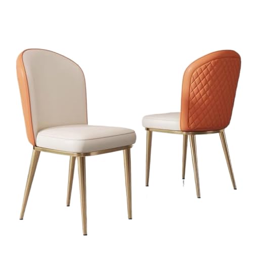 JingNian Mid-Century Modern Küchen- und Esszimmerstuhl mit Goldfarbenen Metallbeinen, gepolsterter Leder-Akzentstuhl, Komfortabler Bauernhausstil für Wohnzimmer und Esszimmer(H) von JingNian