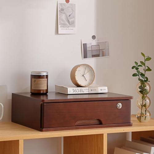 JingNian Schreibtisch-Aufbewahrungsbox mit Schubladen, HöLzerne Schreibtisch-Aufbewahrungsbox Mit AbschließBaren Schubladen, A4-Belegdatei-Organizer füR Home-Office-Organizer(A,1 Drawer) von JingNian
