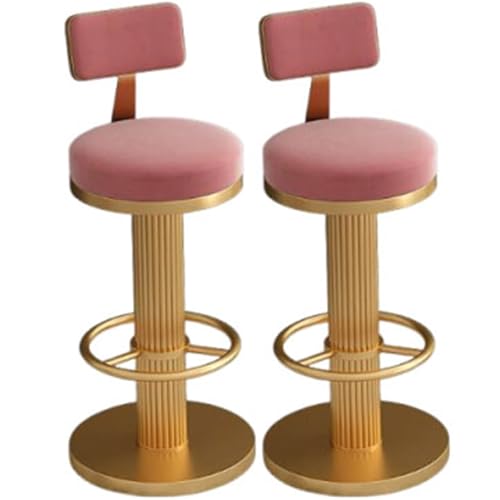 JingNian Set 2 Barhocker Drehbar Und Höhenverstellbar, Samt Thekenstühle Mit Niedriger Rückenlehne, Metallfuß, Ideal Für Küche, Bar, Café Oder Essbereich(Gold3,65-80cm) von JingNian