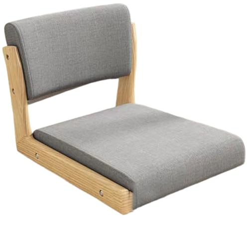 JingNian Tatami Bodenstuhl Ohne Beine mit Rückenlehne, Meditationsstuhl Aus Massivholz Mit Baumwolle Leinen Kissen, Tragbarer Beinloser Sitzstuhl für Wohnzimmer, Leseecke, Balkon Und Yoga(B) von JingNian