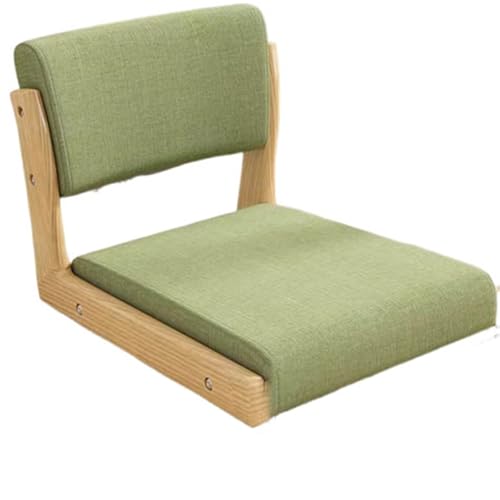 JingNian Tatami Bodenstuhl Ohne Beine mit Rückenlehne, Meditationsstuhl Aus Massivholz Mit Baumwolle Leinen Kissen, Tragbarer Beinloser Sitzstuhl für Wohnzimmer, Leseecke, Balkon Und Yoga(C) von JingNian
