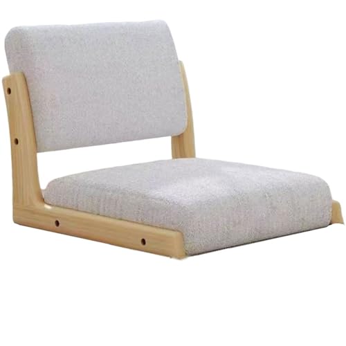 JingNian Tatami Bodenstuhl Ohne Beine mit Rückenlehne, Meditationsstuhl Aus Massivholz Mit Baumwolle Leinen Kissen, Tragbarer Beinloser Sitzstuhl für Wohnzimmer, Leseecke, Balkon Und Yoga(F) von JingNian