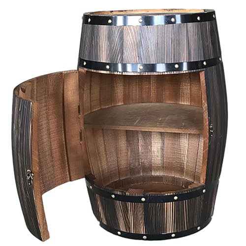 JingNian Weinfassschrank Aus Massivem Eichenholz mit VerschließBarer TüR, Whiskyschrank, Dekorativer Fassschrank füR WeingüTer(Size:48cm,Color:a) von JingNian