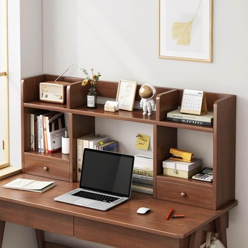 Schreibtisch-Bücherregal Aus MDF, Schreibtisch-Organizer Aus Holz Mit Regalen Und 2 Schubladen, Freistehendes Schreibtisch-Bücherregal For Das Home Office(B,80x16x52cm) von JingNian