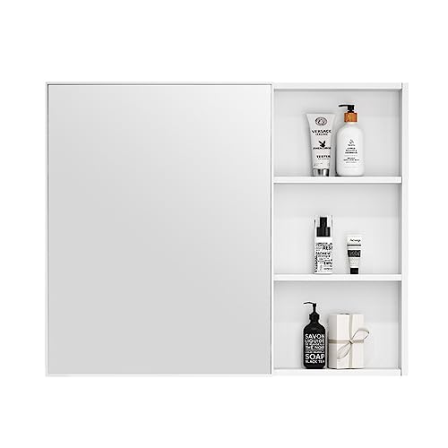 JingYi Store Badezimmerspiegelschrank Wandspiegelschrank Aufbewahrungsschrank Kosmetikspiegel Space-Aluminium-Spiegelschrank (Color : White, Size : 70 * 11 * 65cm) von JingYi Store