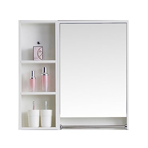 JingYi Store Massivholz-Spiegelschrank Badezimmerspiegelschrank Wandmontage Separater Kosmetikspiegel Lagerregal-Aufbewahrungsschrank (Color : White, Size : 60 * 13 * 70cm) von JingYi Store
