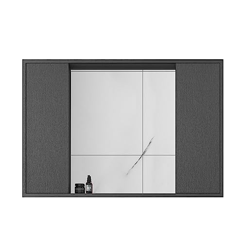 JingYi Store Spiegelschrank Aus Aluminiumlegierung Badezimmerspiegelschrank Schiebetür-Spiegelschrank Schlafzimmer-Aufbewahrungsschrank Aufbewahrungsschrank (Color : Gray, Size : 90 * 13 * 70cm) von JingYi Store