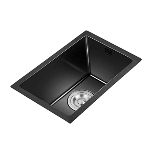 Küchen-Nano-Waschbecken Handgefertigtes Kleines Waschbecken Edelstahl-Geschirrbecken Untertischbecken Minibar-Waschbecken (Color : Black(A), Size : 42 * 28 * 21.5cm) von JingYi Store