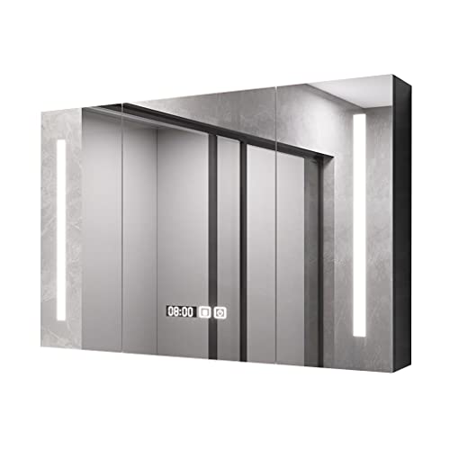 Massivholz-Spiegelschrank Eleganter Badezimmerspiegelschrank Wandspiegelschrank Badezimmerspiegel Aufbewahrungsschrank (Color : Black, Size : 88 * 12 * 70cm) von JingYi Store