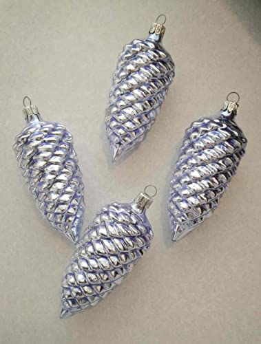 Baumschmuck Zapfen 4er Set atlantikblau Glanz von Jingle Bells Lauscha