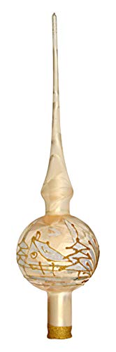 Baumspitze Gold mit Winterlandschaft Christbaumschmuck aus Lauscha von Jingle Bells Lauscha