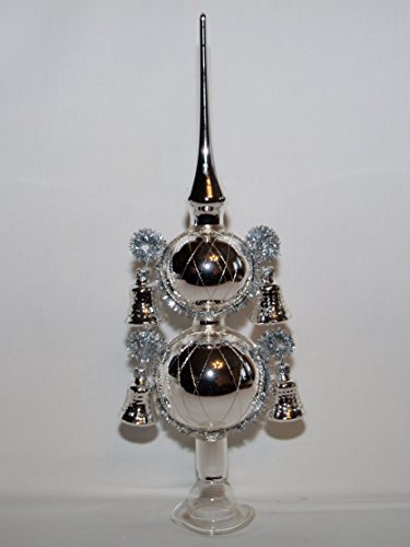 Jingle Bells Lauscha Christbaumspitze Silber 4 Glocken 30cm hoch Lauschaer Handarbeit von Jingle Bells Lauscha