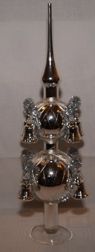 Christbaumspitze Silber mit 8 Glocken, mit leonischem Draht umsponnen von Jingle Bells Lauscha