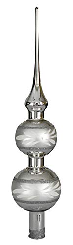 Jingle Bells Lauscha Christbaumspitze Wanda Silber mit Dekor von Jingle Bells Lauscha