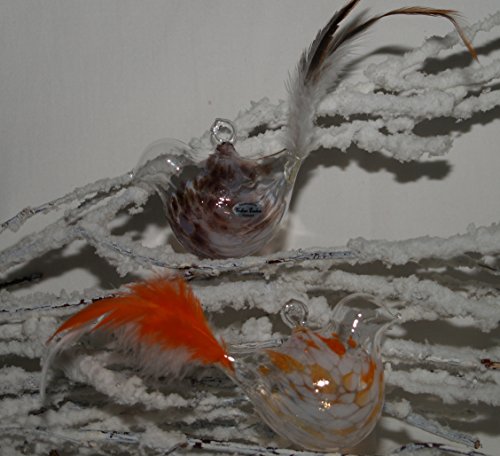 Jingle Bells Lauscha Glasvogel mit lustigen Federn (violett u. Gold) 2Stck. per Box von Jingle Bells Lauscha