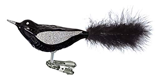 Jingle Bells Lauscha Glasvogel schwarz Glanz mit Federn von Jingle Bells Lauscha