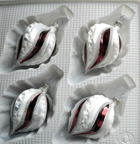 Jingle Bells Lauscha - Modern Art - gedrehte Rillenform 4er Set - Weihnachtsbaumschmuck-Set - Glas - Weihnachten von Jingle Bells Lauscha