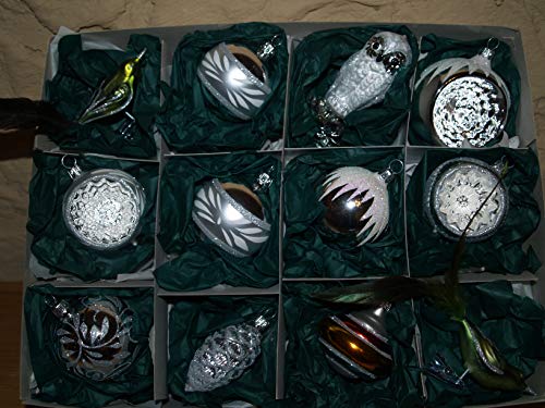 Christbaumschmuck aus Lauscha Nostalgie 12er Set Silber bekannt aus der LANDLUST von Jingle Bells Lauscha