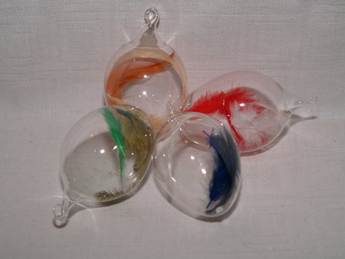 Jingle Bells Lauscha Osterei mit lustigen Federn 4 Stück per Box von Jingle Bells Lauscha