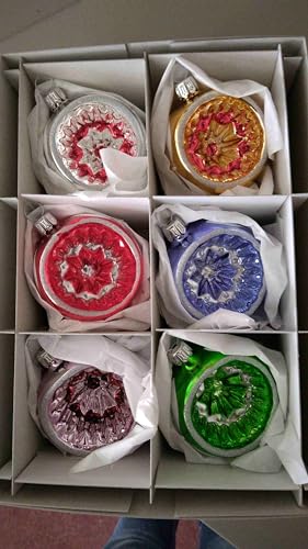Jingle Bells Lauscha Nostalgische Reflexkugeln 6er Set - Christbaumkugel aus Glas - Weihnachten von Jingle Bells Lauscha