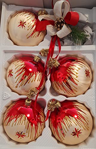 Tradition - Adventdekoration 10cm Kugel 5erSet von Jingle Bells Lauscha