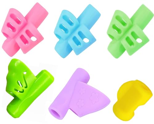 Jingleer 6 Schreibhilfe für Stift Kinder, Stifthalter Kinder Hilfe Silikon Schreibhilfe Stifthaltung Ergonomische Stifte Kinder für Linkshänder oder Rechtshänder von Jingleer