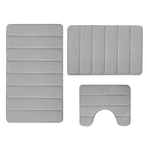 Badezimmerteppich-Set, 3-teilig, dick, wasserabsorbierend, WC-Vorleger in U-Form, saugfähig, aus weichem , waschbar Badezimmerteppich-Set, 3-teilig, dick, wasserabsorbierend, WC-Vorleger in U-Form, saugfähig, aus weichem , waschbar von Jingmiger