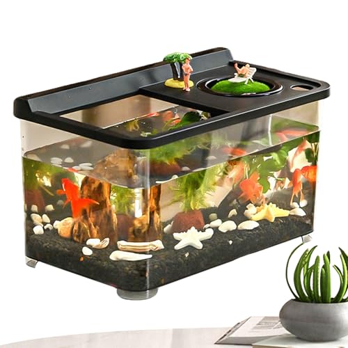 Betta Aquarium 3 Farbbeleuchtung, Schreibtisch-Aquarium, Hydroponisches Tischaquarium Für Tischlandschaft Home Arbeitsplatz Eingangsbereich Schlafzimmer von Jingmiger
