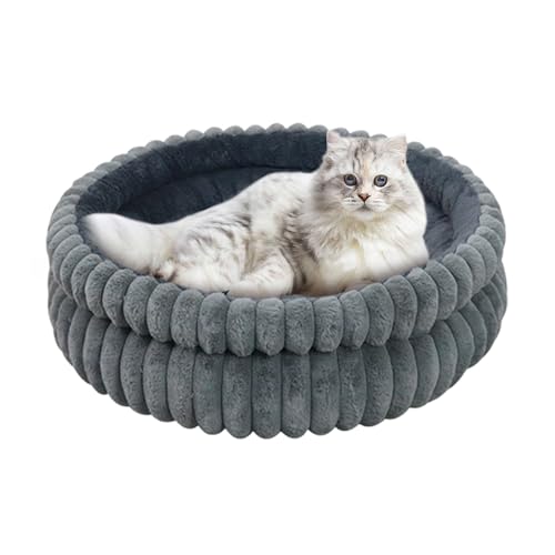Donut Hundebett - Rutschfeste Donut Haustierkissen | 50 cm Rundes Entfernbar Waschbar Beruhigendes Haustierbett Sofa Matte Für Hund Welpe Katze Innen Außen Ruheplatz | Schlafsofa Bettkissen Für Hausti von Jingmiger