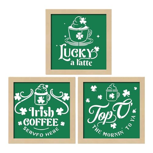 ?Dünn Deko für Ihr Leben ??????????. Von Patrics | 3er Set ?dünner Shamrock | 5,9 x 5,9 Zoll Holzrahmen Schild Kinder? ??ja Patrica Ästhetik von Jingmiger