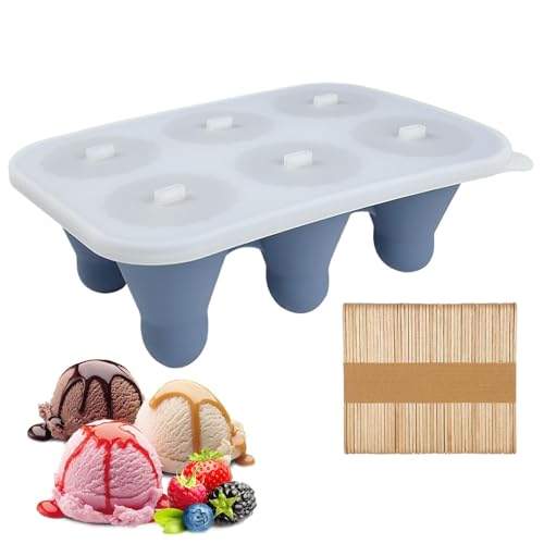 Eisformen DIY Popsicle Formen Badminton Shape Ice Popsicle Maker mit Holzstab Ice-Cubes liefert Deckel, DIY Eis Hersteller, Silikon Eisschale mit 6 Gittern, von Jingmiger