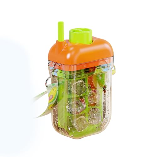 Eiswürfelflasche mit Strohhalm – Flaschen-Eiswürfelform mit Deckel und Aufbewahrungsbehälter, wiederverwendbar, 2-in-1-Reisebecher mit Strohhalm, einfache Entnahmeform für Zuhause, Fitnessstudio von Jingmiger