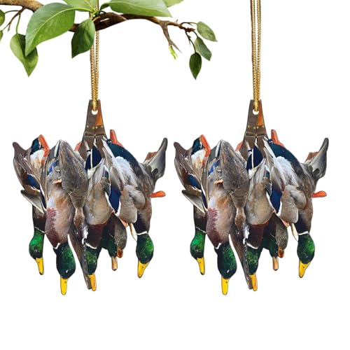 Entenjagd-Ornament, Weihnachtsornament, Entenjagd, Weihnachtsornamen-Set, 2 Stück, lustiges Entenjagdbaum, Andenken aus Acryl, 2D von Jingmiger