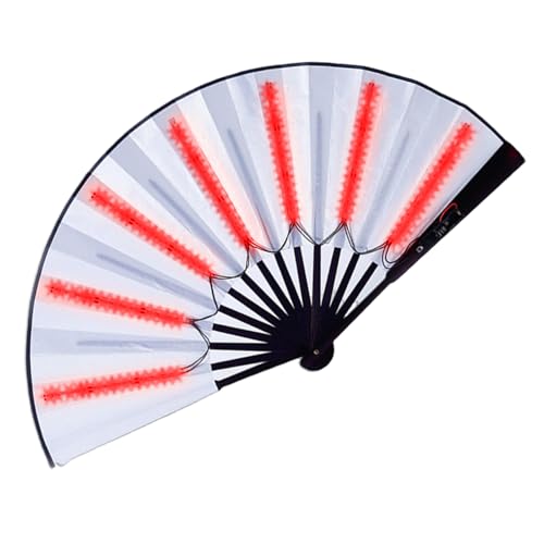Faltbarer LED-Fächer Mit Licht | Chinesischer Handfächer Für Raves, Performances & Festivals | Bateriebetriebener Tanz-Fan Mit LED-Leuchten | Großes Faltbares Festival-Zubehör Für Frauen & Shows von Jingmiger