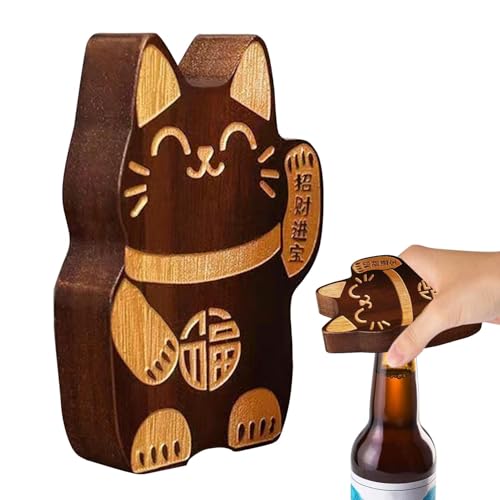 Flaschenöffner Katze Flaschenöffner Holz Flaschenöffner Handheld Holz Katze Magnet Aufkleber Kühlschrank Bar Dekoration Getränkeöffner für von Jingmiger