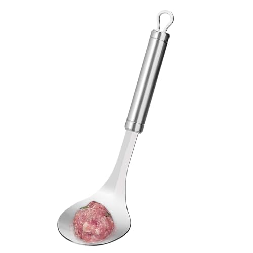 Fleischbällchen-Schaufel, Löffel mit Fleischbällchen, Löffel aus Edelstahl mit Löchern, Küchenhelfer mit langem Griff, kein Stäbchen, Shaper für Rind, Schwein, Fisch, Veg von Jingmiger