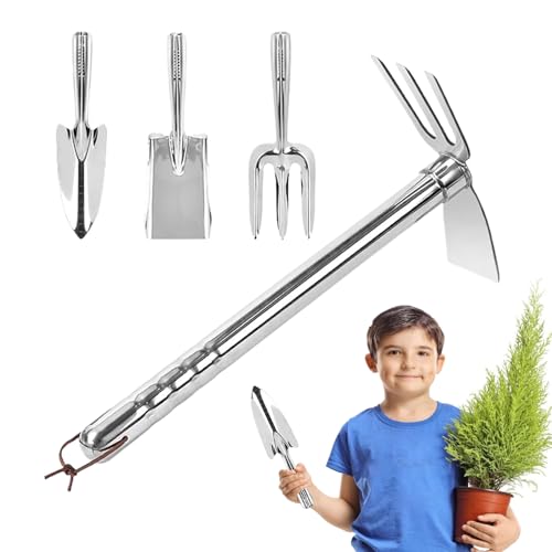 Gartengeräte Set, Gemüseschaufel Aus Rostfreiem Stahl, Multifunktionelles Gartenwerkzeug Hacke 4er-Set Für Rasen Balkon Terrasse Garten Gemüseanbau Und Bodenbelüftung von Jingmiger