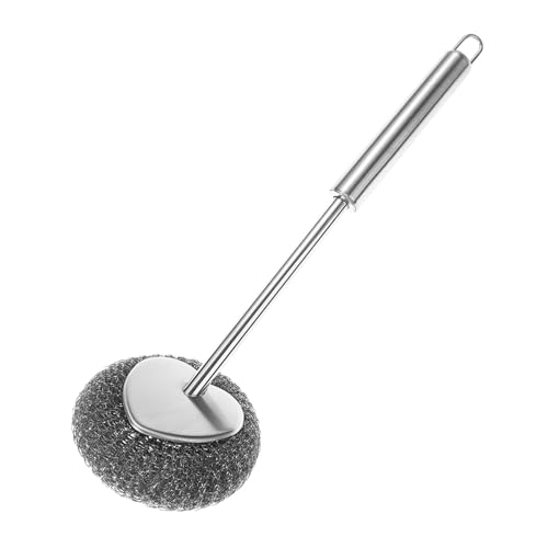 Geschirrbürste aus Metall, Küchenbürste aus Metall mit langem Griff, Scheuerbürste aus Edelstahl, Reinigungskugel aus Eisendraht, Scheuerpads für Küchenspüle Geschirrbürste aus Metall, Küchenbürste aus Metall mit langem Griff, Scheuerbürste aus Edelstahl, Reinigungskugel aus Eisendraht, Scheuerpads für Küchenspüle von Jingmiger